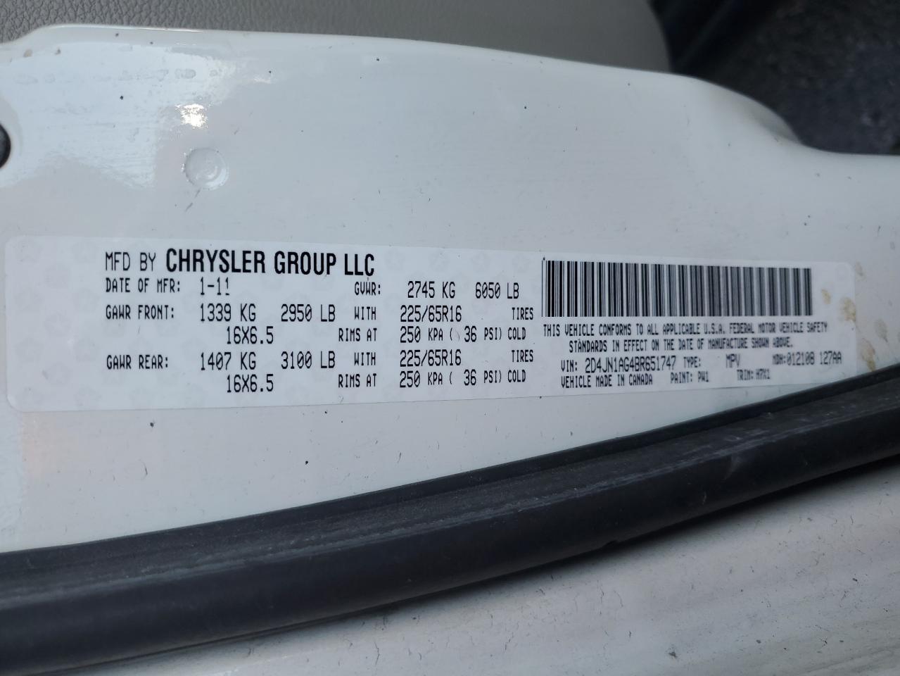 2011 Dodge Caravan VIN 2D4JN1AG4BR651747 Copart auction photo, burn - engine damage thumbnail 13
