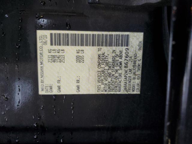 2010 Nissan Maxima VIN 1N4AA5AP2AC867609 Copart auction photo, front end / side damage thumbnail 12