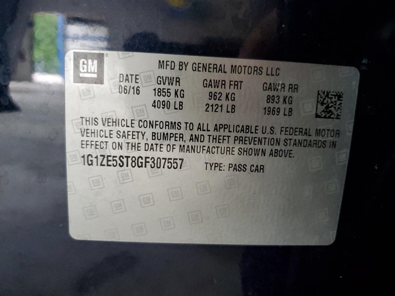 2016 Chevrolet Malibu VIN 1G1ZE5ST8GF307557 Copart auction photo, front end damage thumbnail 13
