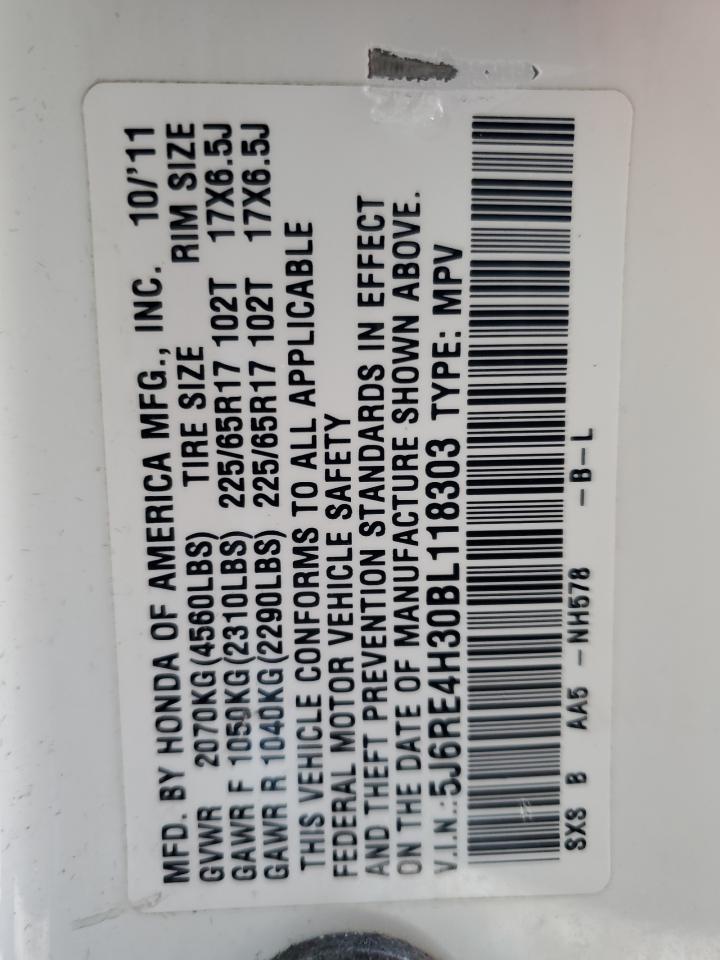 2011 Honda CR-V VIN 5J6RE4H30BL118303 Copart auction photo, rear end damage thumbnail 14
