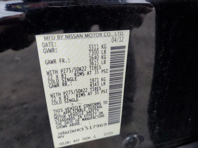 2012 Infiniti QX56 VIN JN8AZ2NF4C9517969 Copart auction photo, undercarriage / minor dent/scratches damage thumbnail 13
