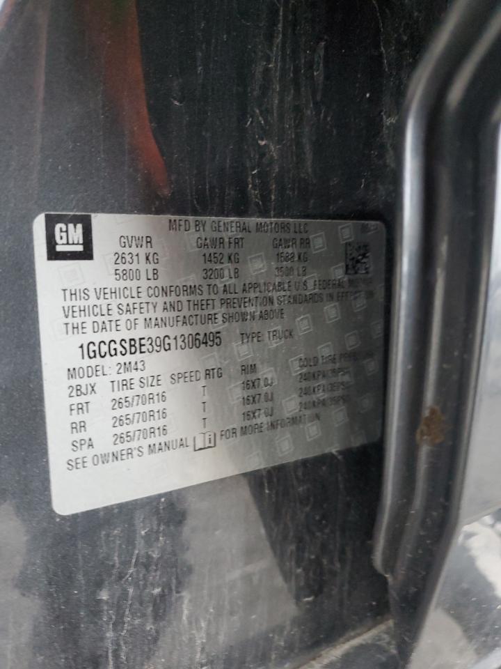 2016 Chevrolet Colorado VIN 1GCGSBE39G1306495 Copart auction photo, front end damage thumbnail 12