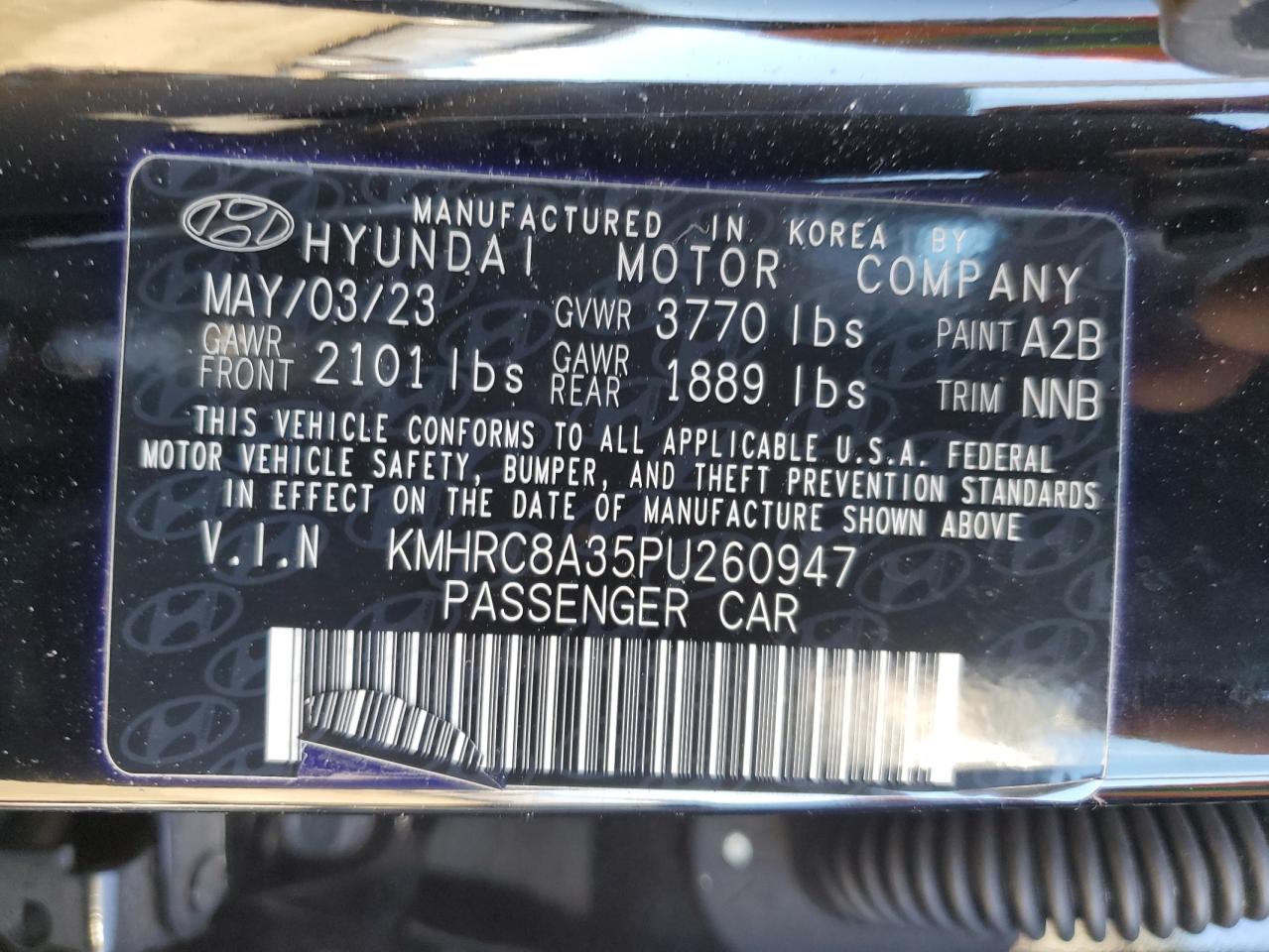 2023 Hyundai Venue VIN KMHRC8A35PU260947 Copart auction photo, front end damage thumbnail 15