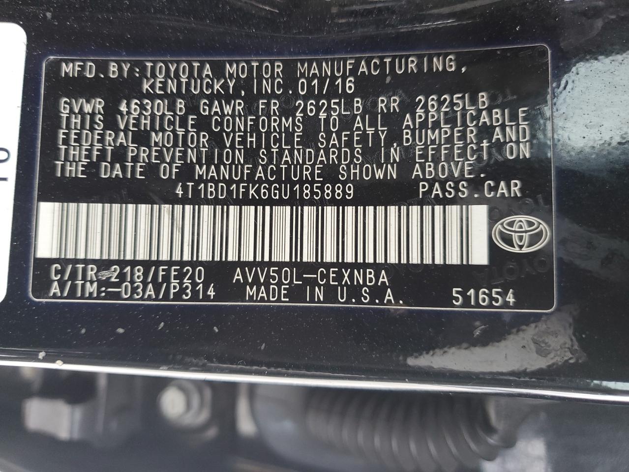 2016 Toyota Camry VIN 4T1BD1FK6GU185889 Copart auction photo, rear end / minor dent/scratches damage thumbnail 14