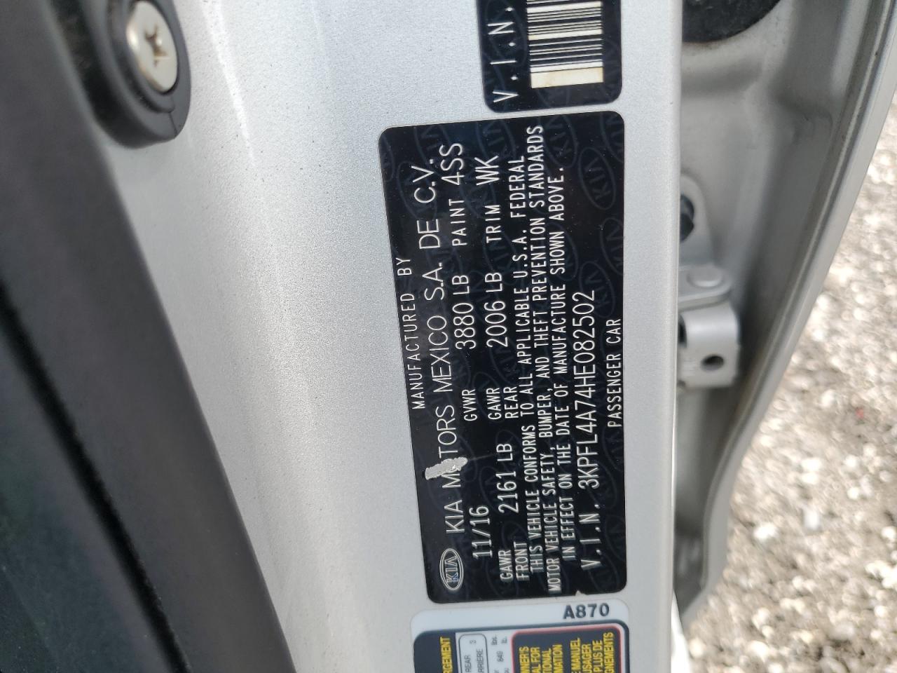 2017 KIA Forte VIN 3KPFL4A74HE082502 Copart auction photo, front end damage thumbnail 13