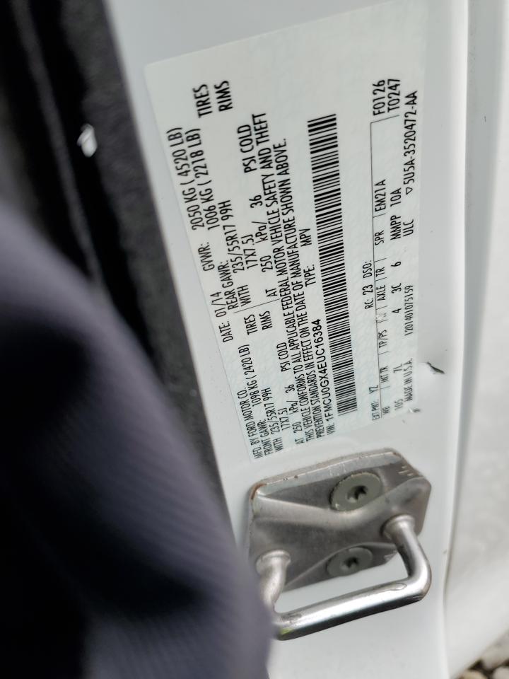 2014 Ford Escape VIN 1FMCU0GX4EUC16384 Copart auction photo, mechanical damage thumbnail 13