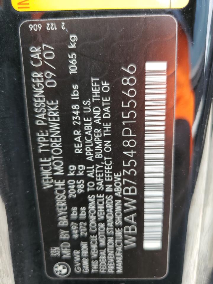 2008 BMW 3er VIN WBAWB73548P155686 Copart auction photo, minor dent/scratches damage thumbnail 12