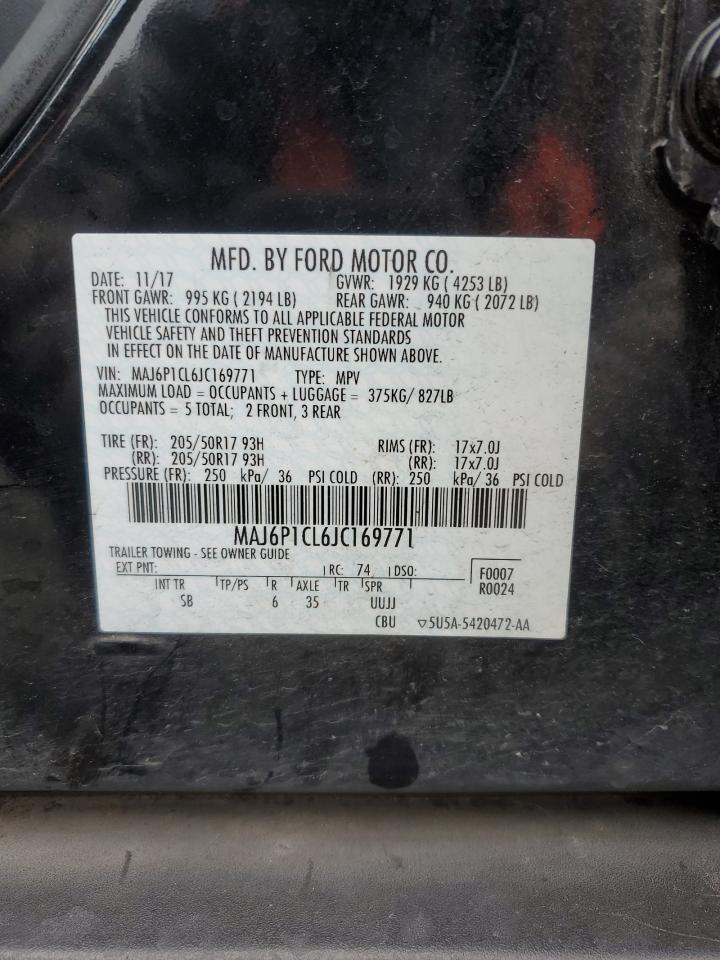 2018 Ford EcoSport VIN MAJ6P1CL6JC169771 Copart auction photo, front end damage thumbnail 15