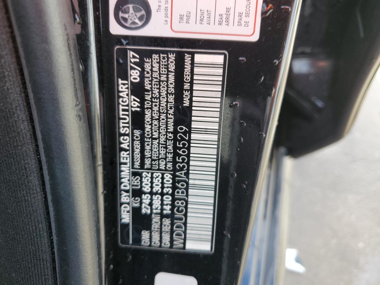 2018 Mercedes-Benz S-klasse VIN WDDUG8JB6JA356529 Copart auction photo, all over damage thumbnail 12