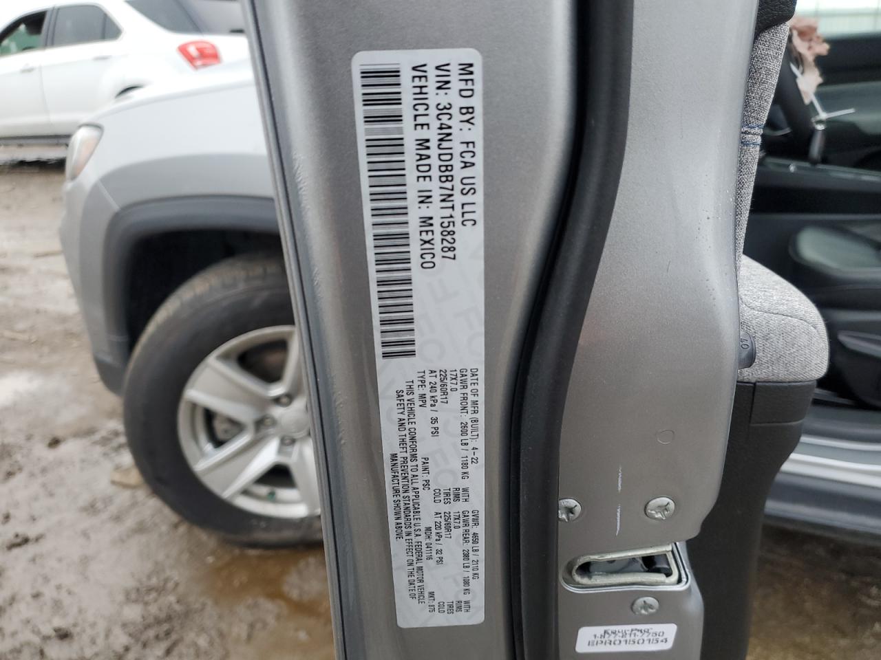 2022 Jeep Compass VIN 3C4NJDBB7NT158287 Copart auction photo, front end damage thumbnail 13