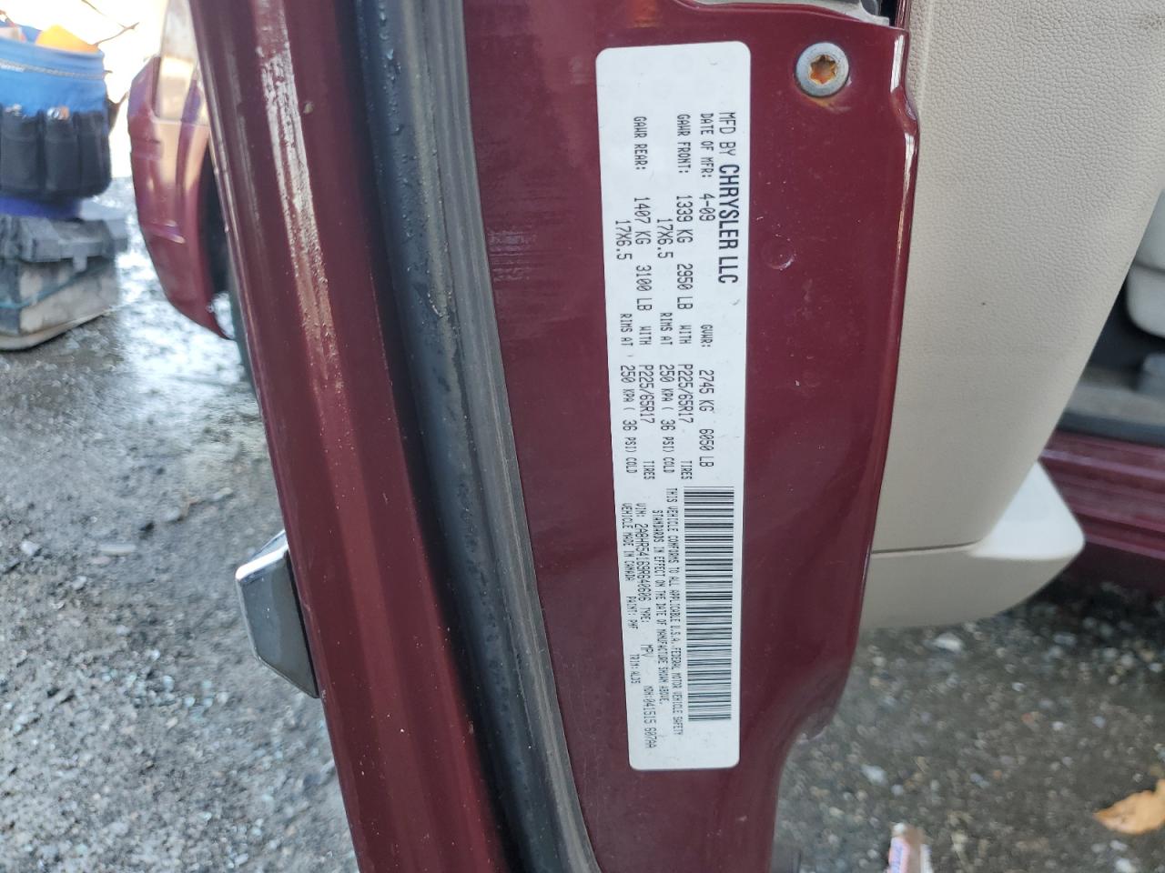 2009 Chrysler Town & Country VIN 2A8HR54169R640606 Copart auction photo, side damage thumbnail 13