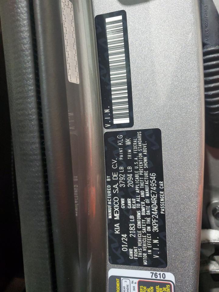 2024 KIA Forte VIN 3KPF24AD4RE749546 Copart auction photo, front end damage thumbnail 13