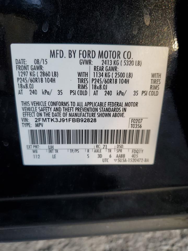 2015 Ford Edge VIN 2FMTK3J91FBB92828 Copart auction photo, rear end damage thumbnail 16
