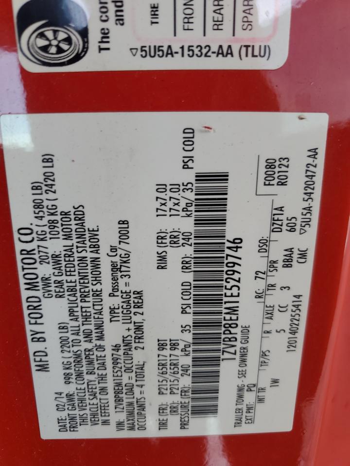 2014 Ford Mustang VIN 1ZVBP8EM1E5299746 Copart auction photo, undercarriage / mechanical damage thumbnail 12