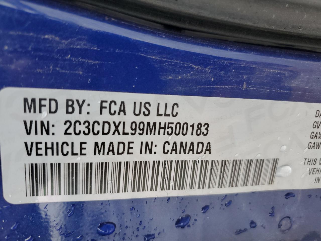 2021 Dodge Charger VIN 2C3CDXL99MH500183 Copart auction photo, front end damage thumbnail 12