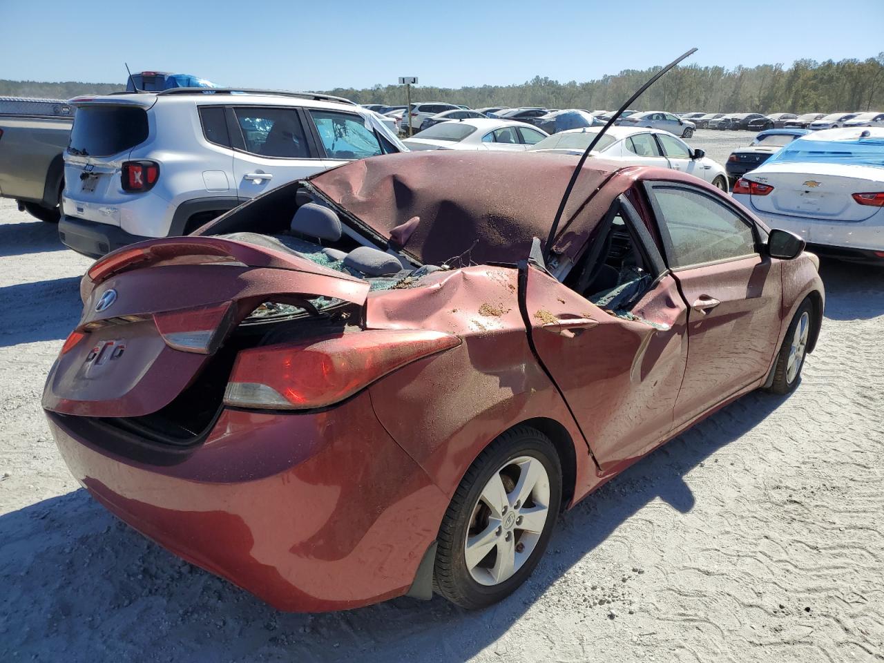 2013 Hyundai Elantra VIN 5NPDH4AE8DH401364 Copart auction photo, top/roof / rear end damage thumbnail 3