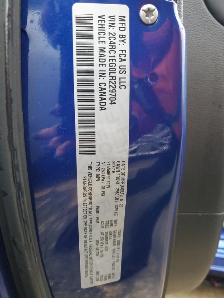 2020 Chrysler Pacifica VIN 2C4RC1EG0LR229704 Copart auction photo, front end damage thumbnail 13