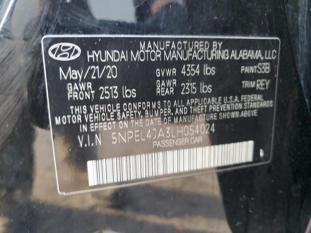 2020 Hyundai Sonata VIN 5NPEL4JA3LH054024 Copart auction photo, undercarriage / front end damage thumbnail 12