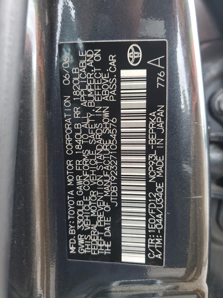 2007 Toyota Yaris VIN JTDBT923271054576 Copart auction photo, front end / minor dent/scratches damage thumbnail 12