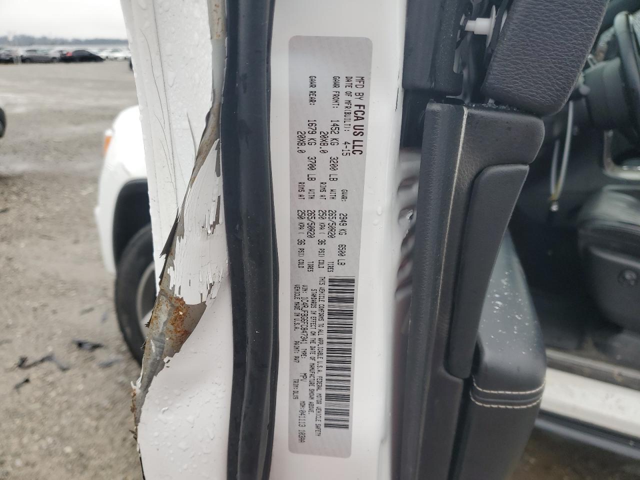 2015 Jeep Grand Cherokee VIN 1C4RJFBG6FC847341 Copart auction photo, side / front end damage thumbnail 14