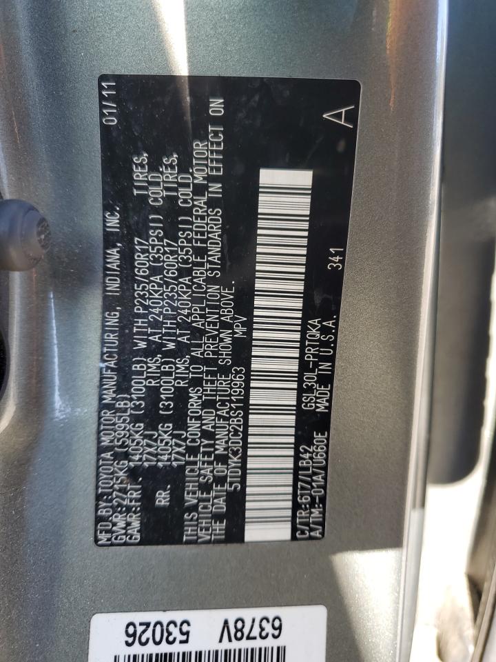 2011 Toyota Sienna VIN 5TDYK3DC2BS119963 Copart auction photo, front end damage thumbnail 13