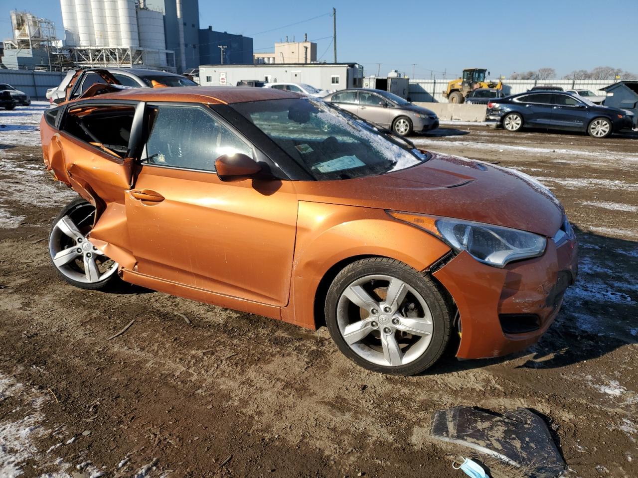 2014 Hyundai Veloster VIN KMHTC6AD5EU214860 Copart auction photo, rear end / side damage thumbnail 4
