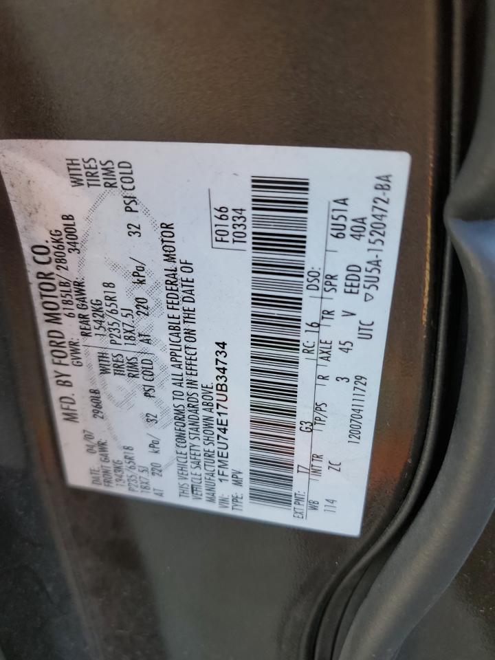 2007 Ford Explorer VIN 1FMEU74E17UB34734 Copart auction photo, front end / minor dent/scratches damage thumbnail 13