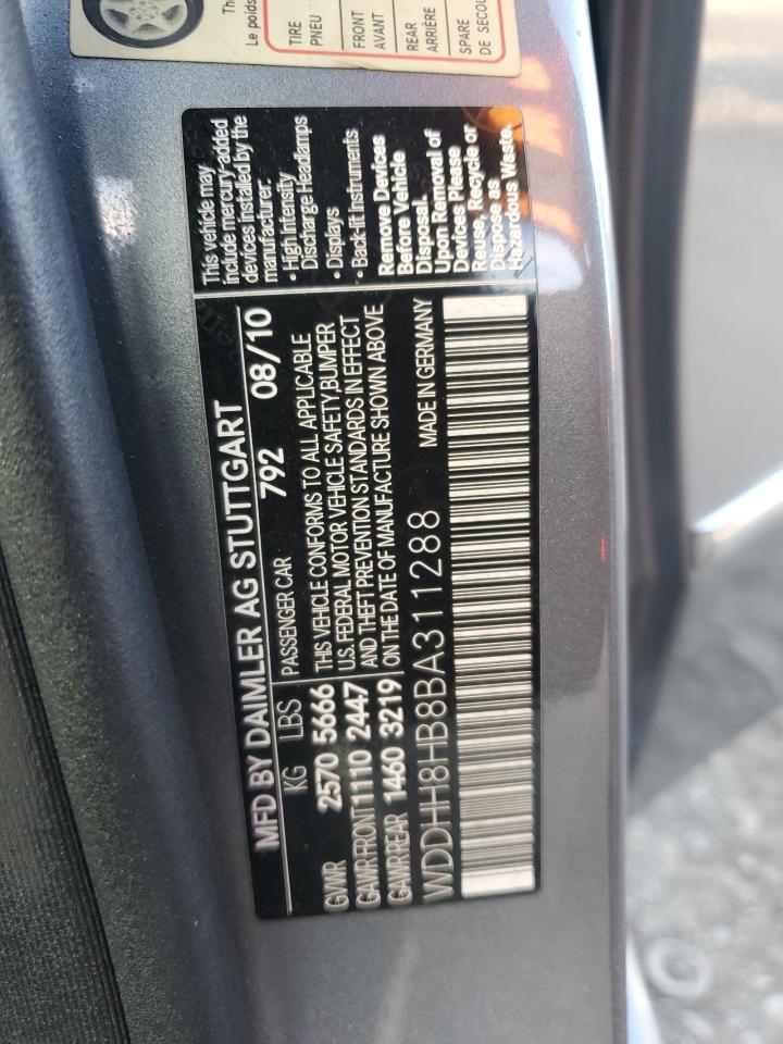 2011 Mercedes-Benz E-klasse VIN WDDHH8HB8BA311288 Copart auction photo, undercarriage damage thumbnail 14