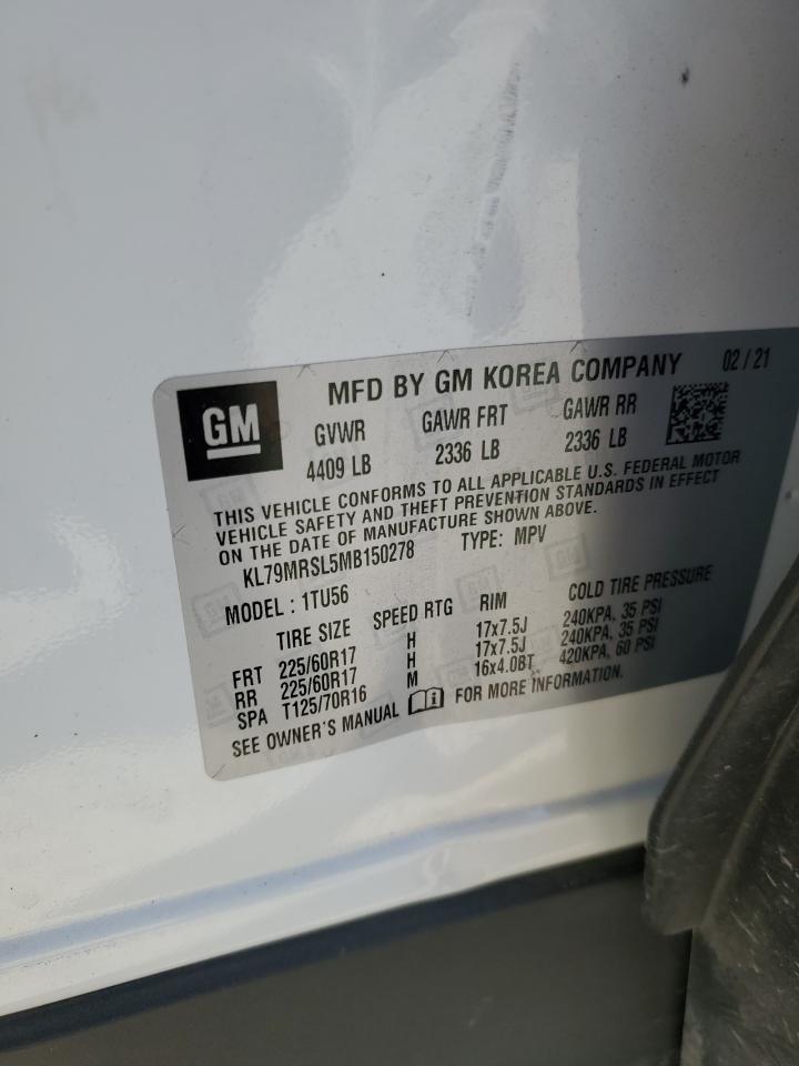 2021 Chevrolet TrailBlazer VIN KL79MRSL5MB150278 Copart auction photo, side damage thumbnail 14