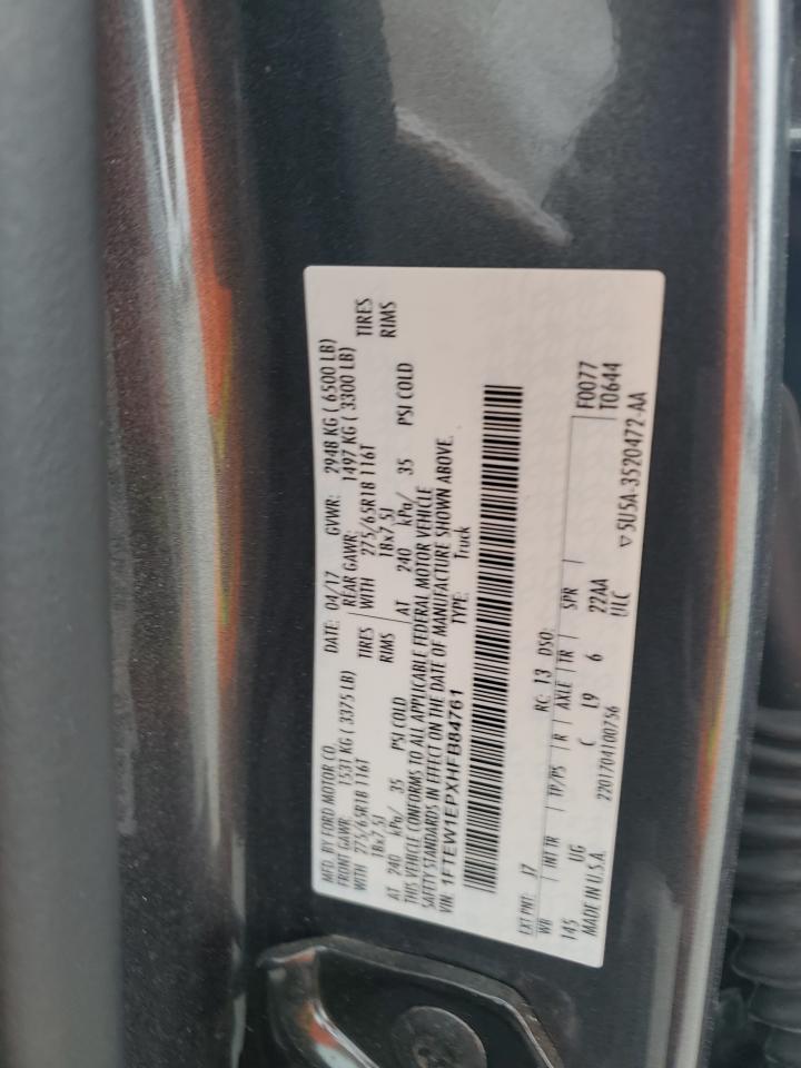 2017 Ford F-150 VIN 1FTEW1EPXHFB84761 Copart auction photo, all over damage thumbnail 12