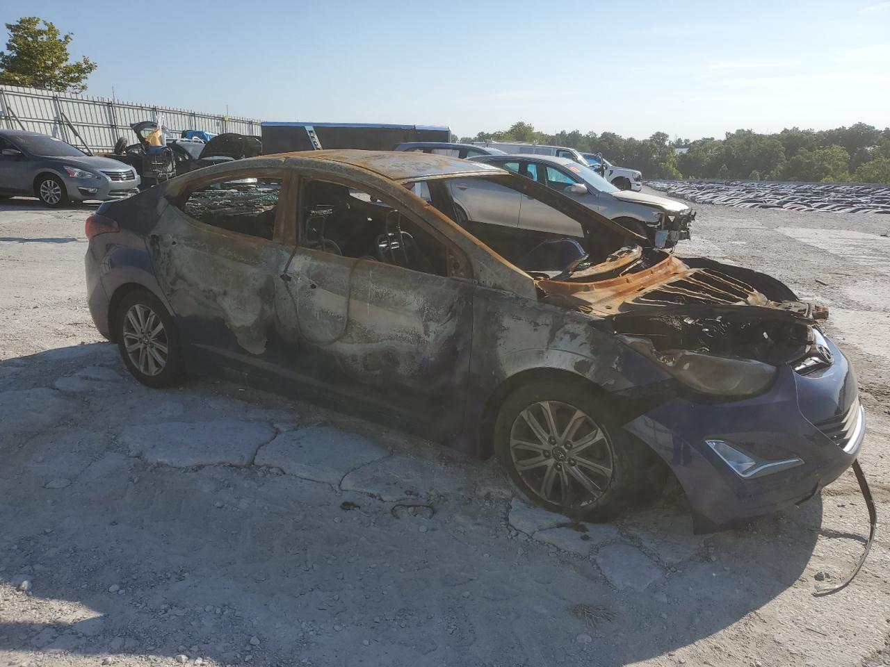 2014 Hyundai Elantra VIN 5NPDH4AE0EH520446 Copart auction photo, burn damage thumbnail 4