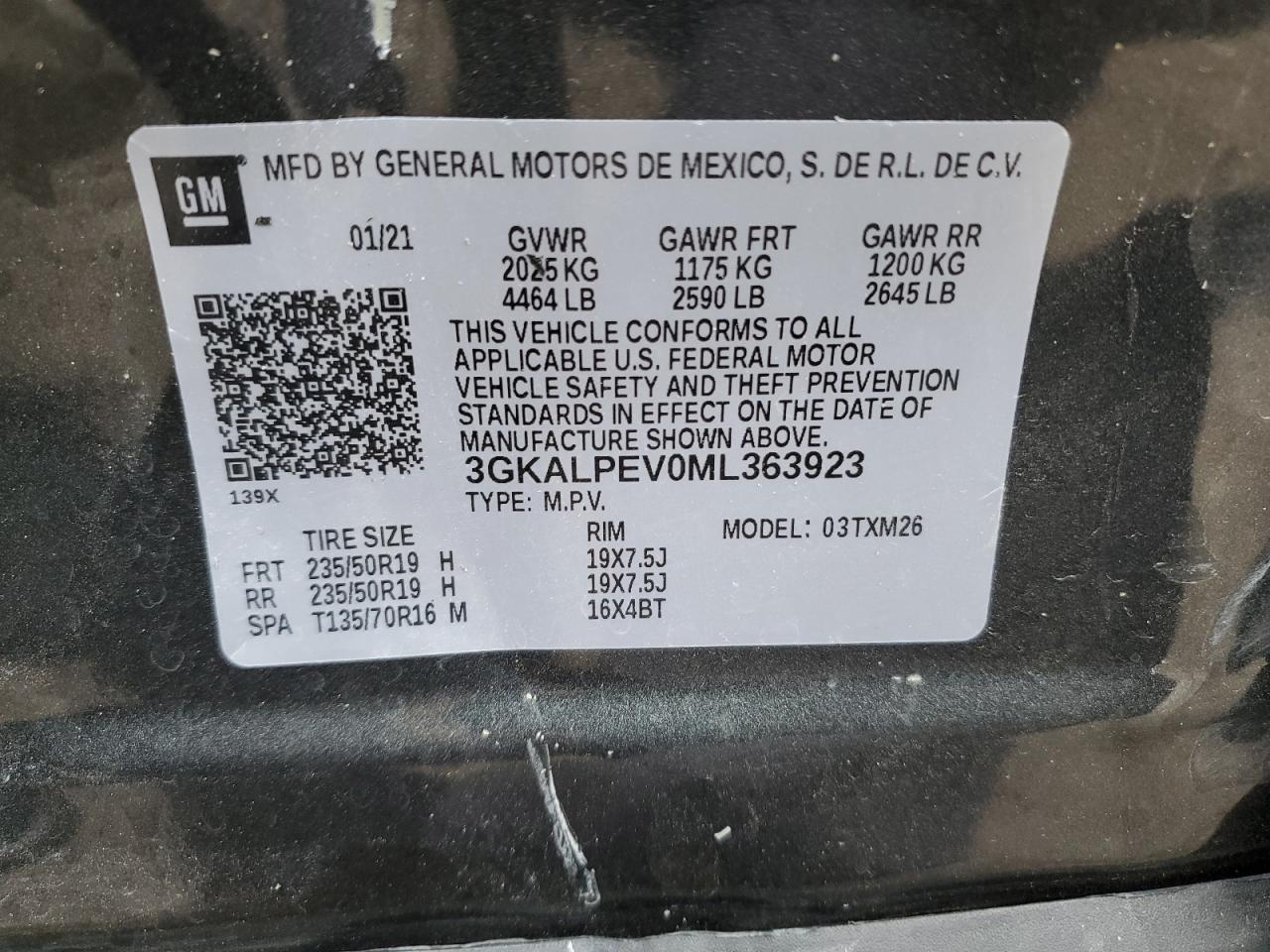 2021 GMC Terrain VIN 3GKALPEV0ML363923 Copart auction photo, side damage thumbnail 15