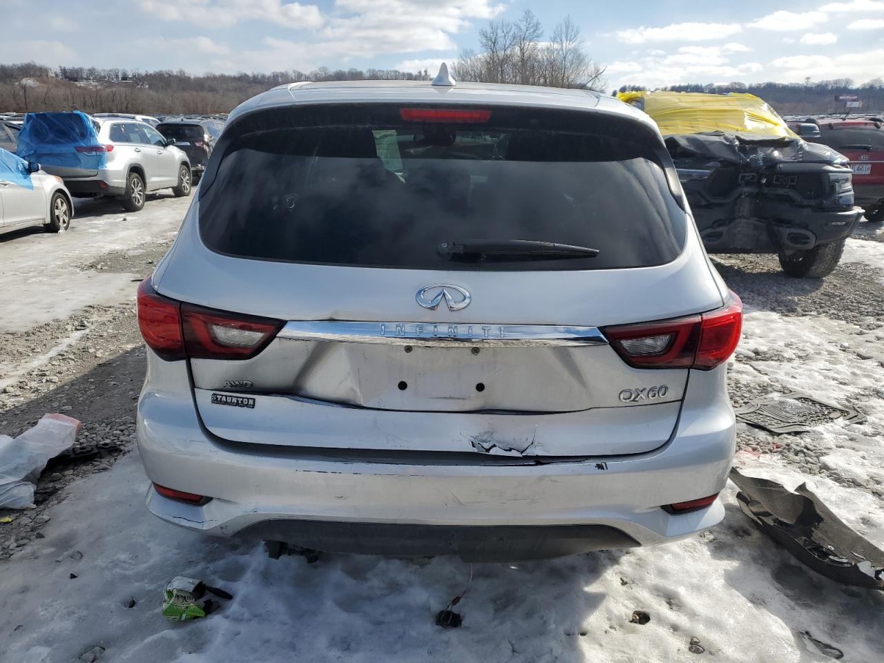 2019 Infiniti QX60 VIN 5N1DL0MMXKC535159 Copart auction photo, rear end / minor dent/scratches damage thumbnail 6