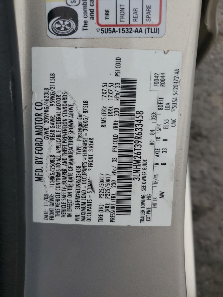 2009 Lincoln MKZ VIN 3LNHM26T39R633458 Copart auction photo, front end damage thumbnail 14