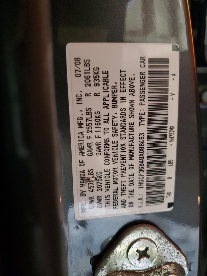 2008 Honda Accord VIN 1HGCP36848A088453 Copart auction photo, front end / side damage thumbnail 13