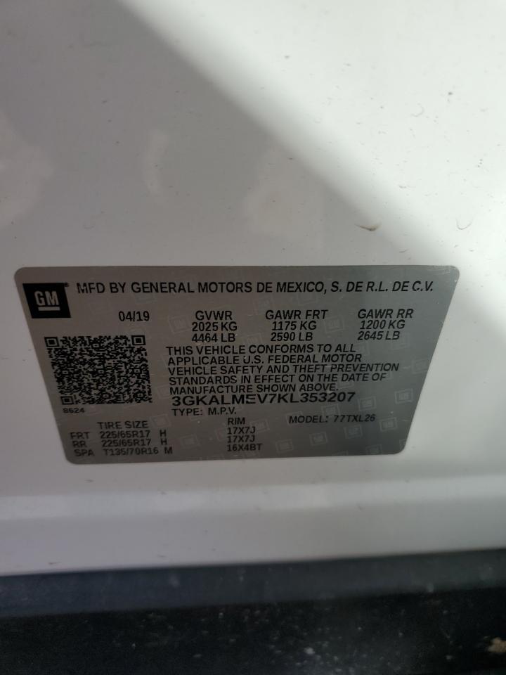 2019 GMC Terrain VIN 3GKALMEV7KL353207 Copart auction photo, rear end / side damage thumbnail 14