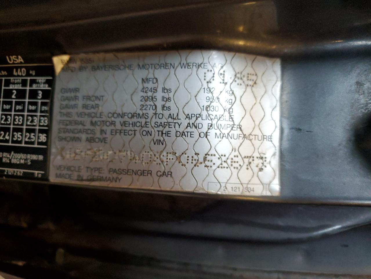 1985 BMW 5er VIN WBADC7408F0652673 Copart auction photo, front end / mechanical damage thumbnail 12