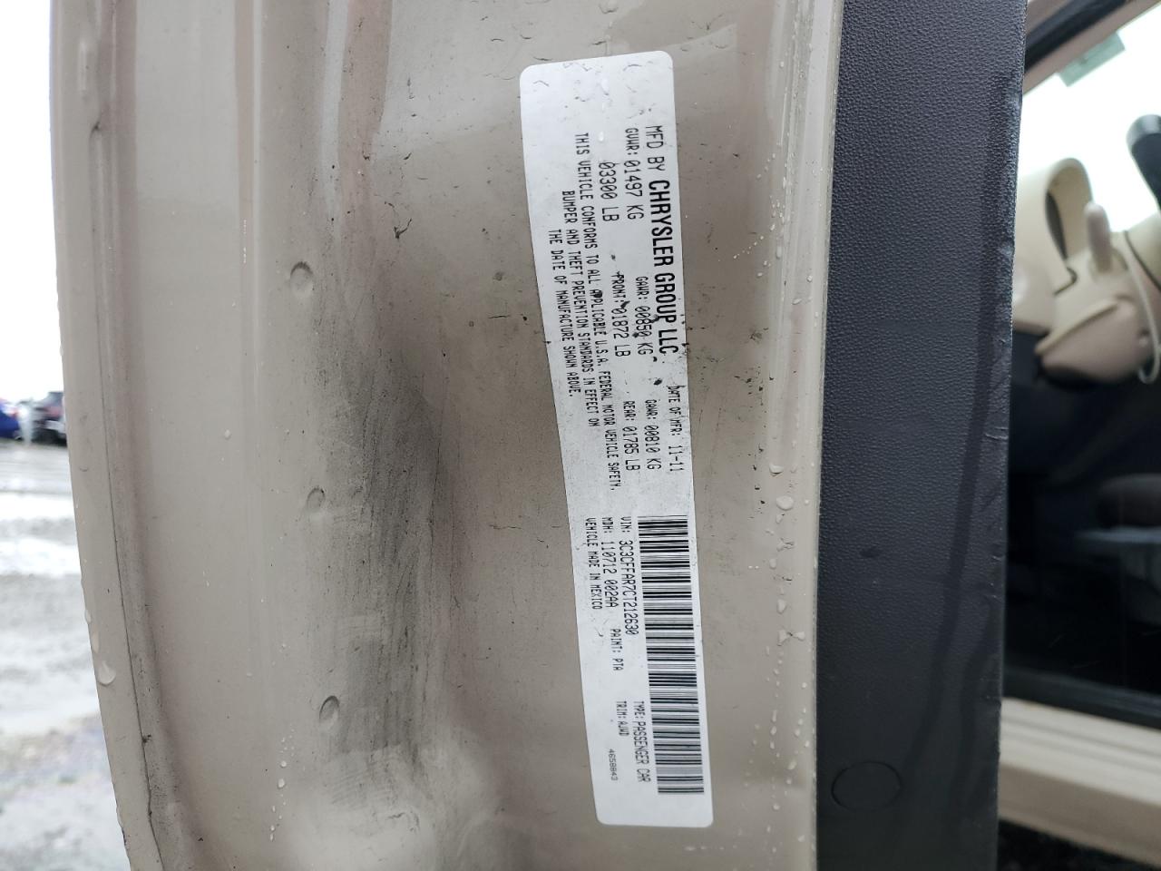 2012 Fiat 500 VIN 3C3CFFAR7CT212630 Copart auction photo, front end damage thumbnail 13