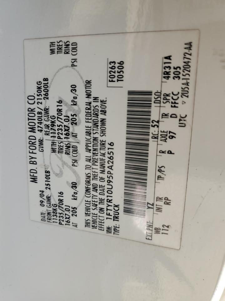 2005 Ford Ranger VIN 1FTYR10U95PA26516 Copart auction photo, minor dent/scratches damage thumbnail 12