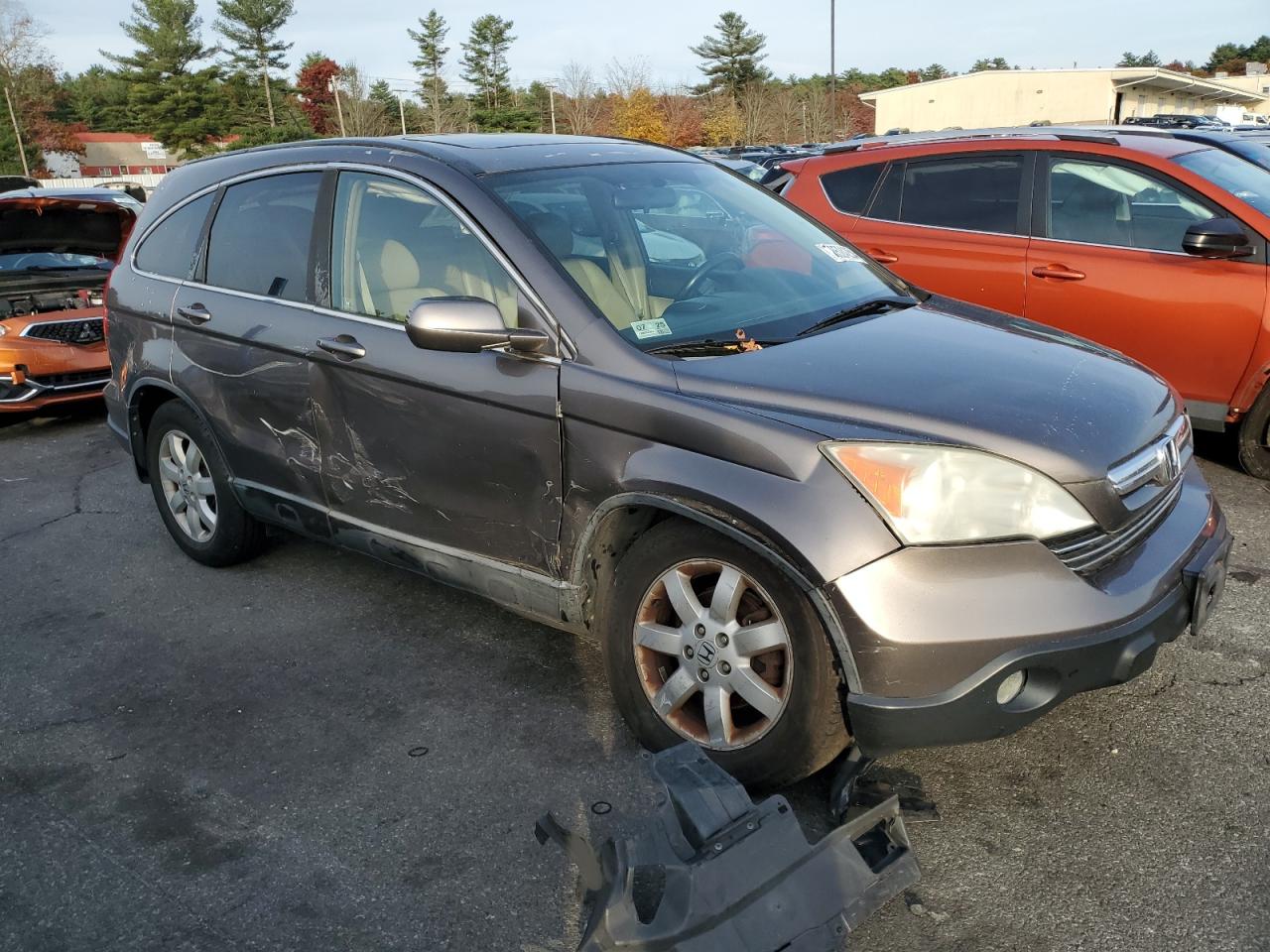 2009 Honda CR-V VIN 5J6RE48789L015241 Copart auction photo, side / front end damage thumbnail 4