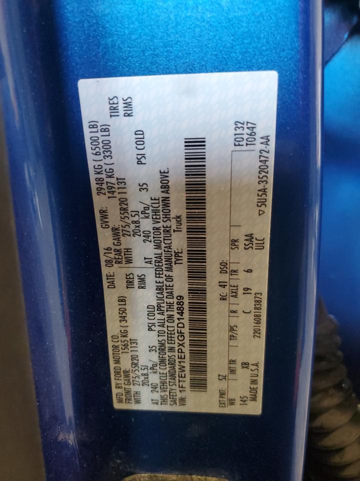 2016 Ford F-150 VIN 1FTEW1EPXGFD14889 Copart auction photo, side damage thumbnail 12