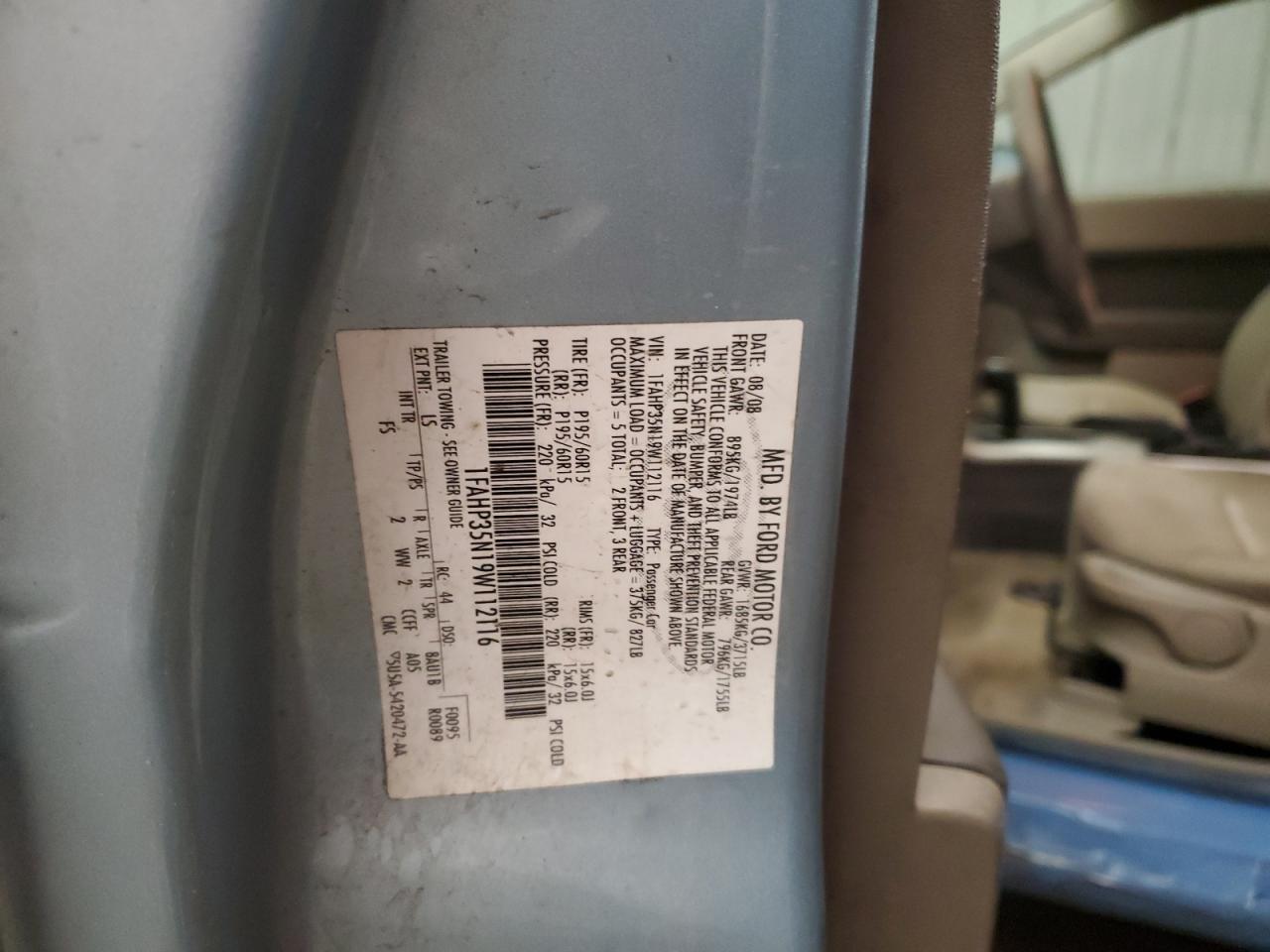 2009 Ford Focus VIN 1FAHP35N19W112116 Copart auction photo, rear end damage thumbnail 13