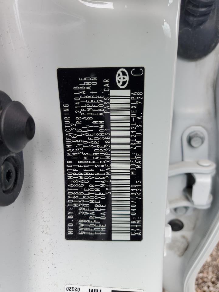2022 Toyota Corolla VIN 5YFEPMAEXNP338621 Copart auction photo, front end damage thumbnail 13