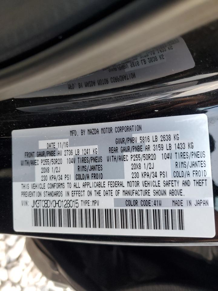 2017 Mazda CX-9 VIN JM3TCBDY0H0128015 Copart auction photo, front end damage thumbnail 15