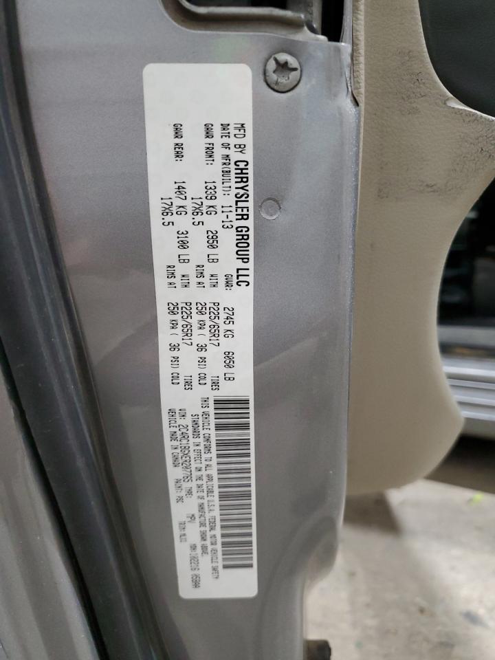 2014 Chrysler Town & Country VIN 2C4RC1BGXER207765 Copart auction photo, front end / side damage thumbnail 15