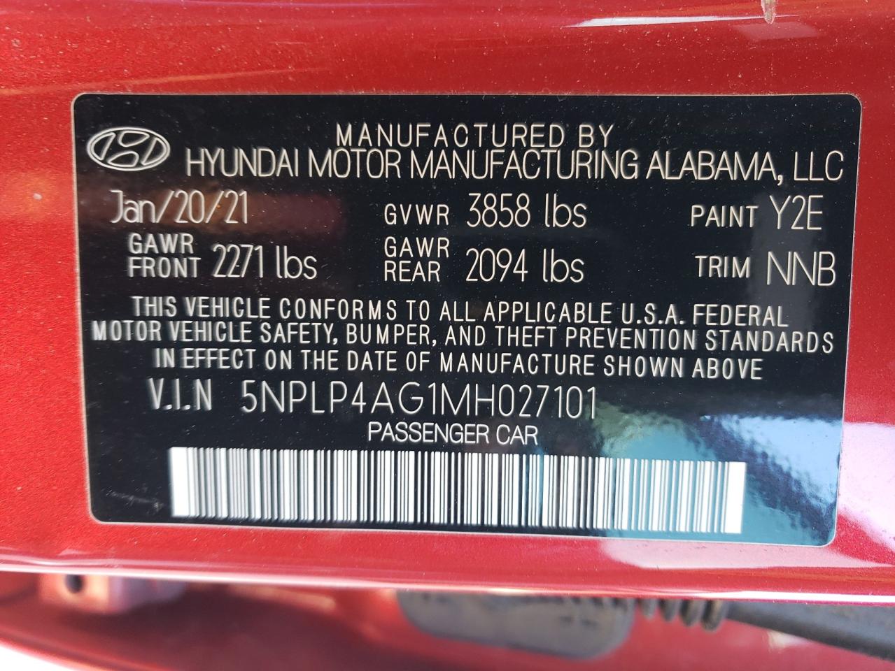 2021 Hyundai Elantra VIN 5NPLP4AG1MH027101 Copart auction photo, front end / minor dent/scratches damage thumbnail 13