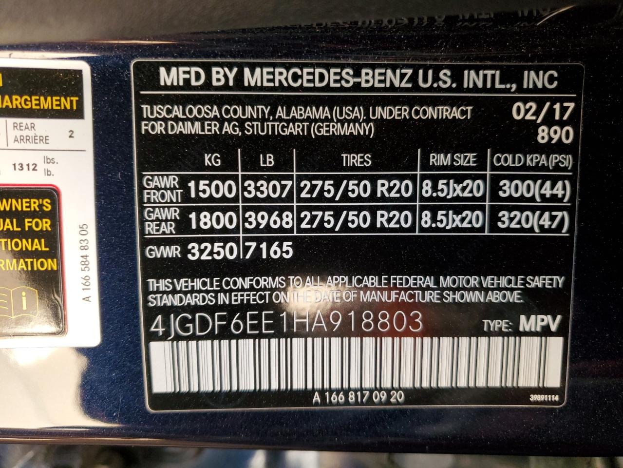2017 Mercedes-Benz GLS-klasse VIN 4JGDF6EE1HA918803 Copart auction photo, front end / mechanical damage thumbnail 13