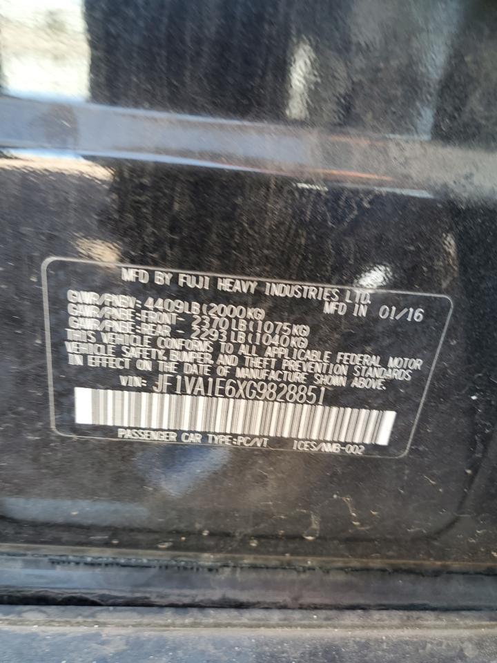 2016 Subaru WRX VIN JF1VA1E6XG9828851 Copart auction photo, front end / side damage thumbnail 14