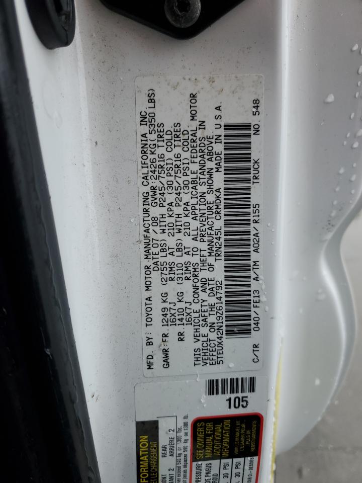 2009 Toyota Tacoma VIN 5TEUX42N19Z614792 Copart auction photo, rear end damage thumbnail 12