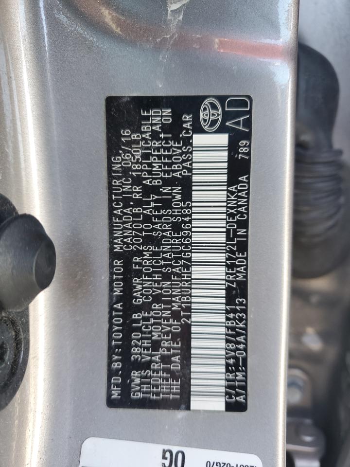 2016 Toyota Corolla VIN 2T1BURHE7GC696485 Copart auction photo, front end / minor dent/scratches damage thumbnail 14